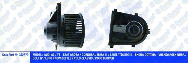 KALE 342670 Kalorifer Motoru Vw A3 / Tt - Arosa / Cordoba / Ibiza Iii / Leon / Toledo Ii - Octavia - Bora / Golf Iv / Lupo / New Beetle / Polo Classic / Polo (12v)